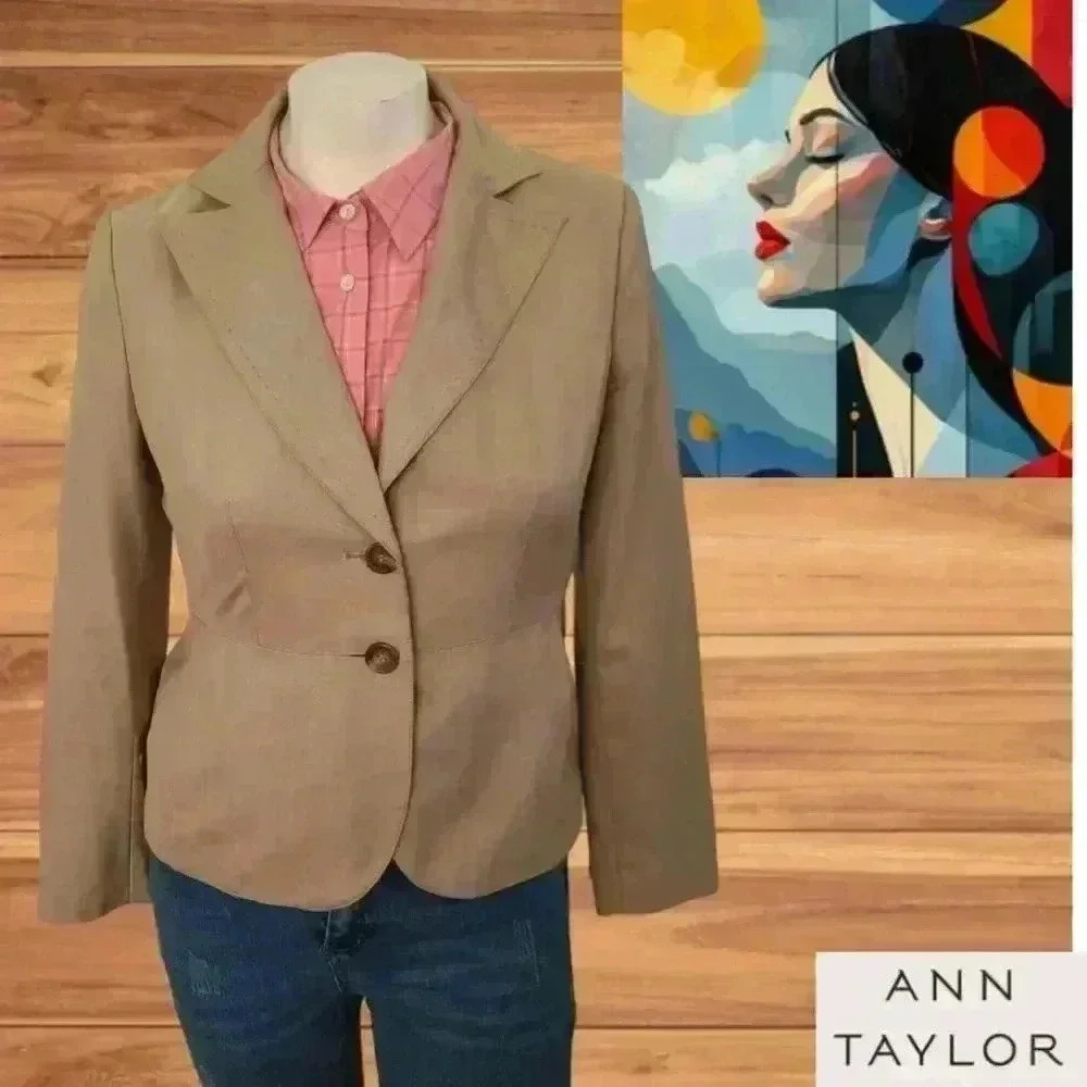 Ann Taylor Women’s Blazer Two-Button Tan Sz 2P